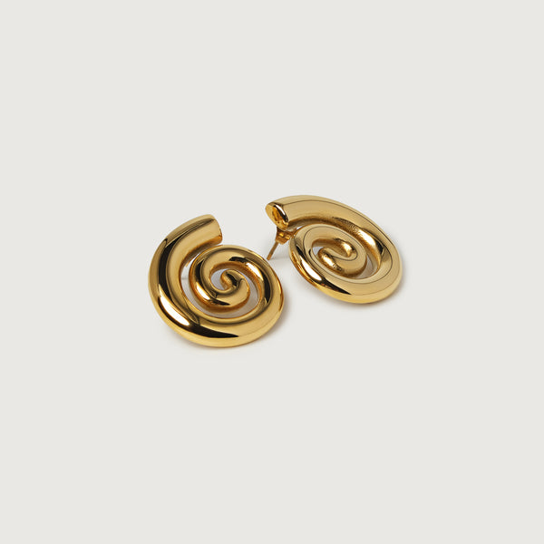 Golden Whirl Spiral Earrings