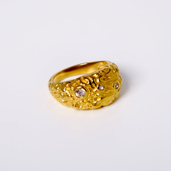 Statement Textured Gold Dome Ring